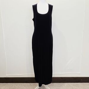 Vintage Connected Apparel Black Velvet Sleeveless Midi Dress Women's Size 14
